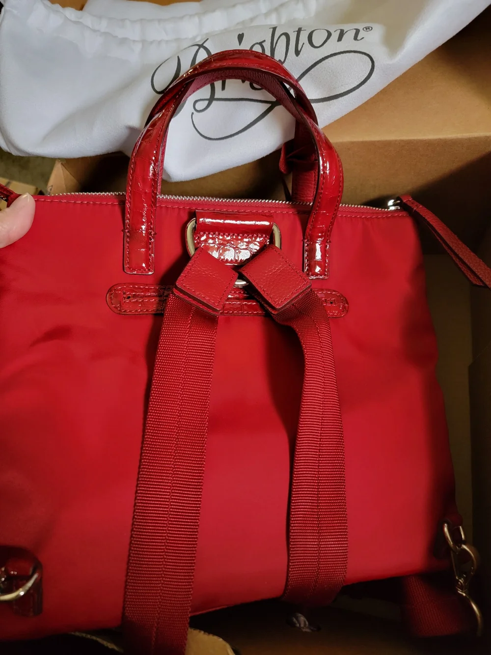 Brighton Red Heart Lock Satchel Backpack Cross Body